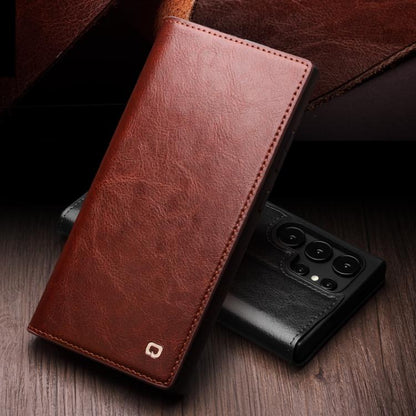 For Samsung Galaxy S25+ 5G QIALINO Genuine Leather Phone Case(Brown) - Galaxy S25+ 5G Cases by QIALINO | Online Shopping UK | buy2fix