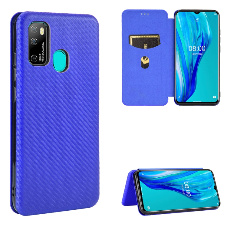 For Ulefone Note 9P Carbon Fiber Texture Horizontal Flip TPU + PC + PU Leather Case with Card Slot & Lanyard(Blue) - Ulefone Cases by buy2fix | Online Shopping UK | buy2fix