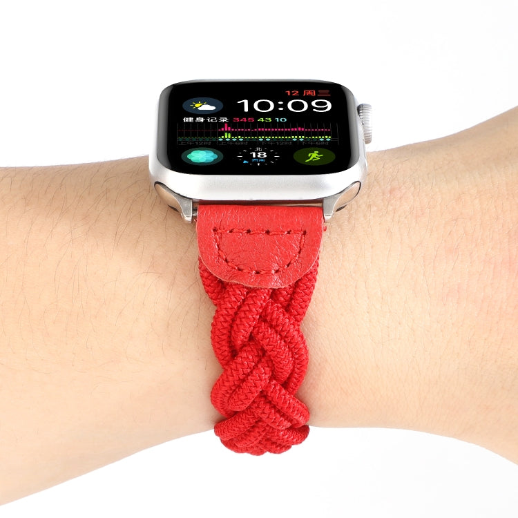 Elastic Woven Watch Band For Apple Watch Ultra 49mm&Watch Ultra 2 49mm / Series 9&8&7 45mm / SE 3&SE 2&6&SE&5&4 44mm / 3&2&1 42mm, Length:120mm(Red) - Watch Bands by buy2fix | Online Shopping UK | buy2fix