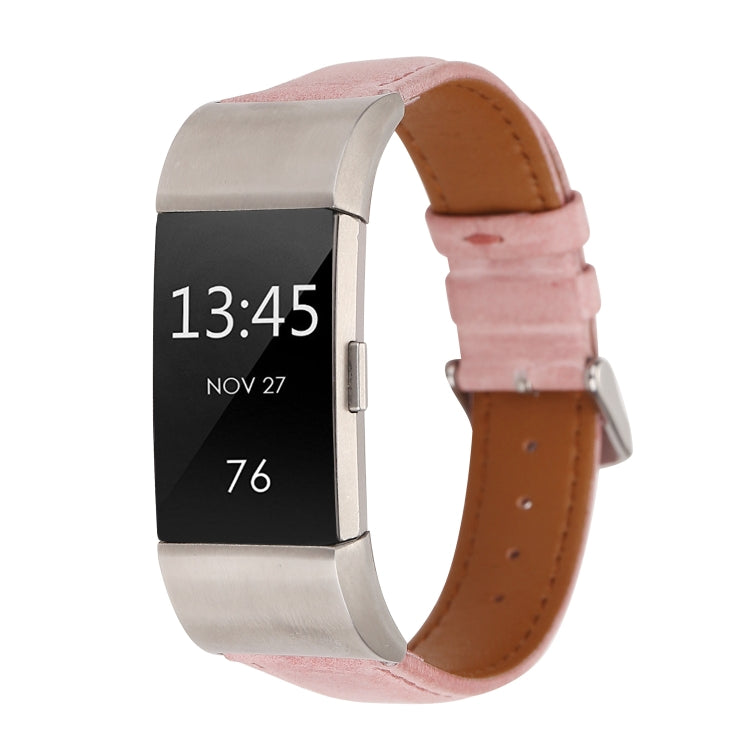 For Fitbit Charge 2 Fresh Style Leather Watch Band(Pink) - Watch Bands by buy2fix | Online Shopping UK | buy2fix