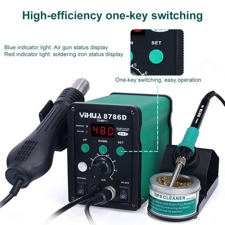 YIHUA 8786D 2 in 1 AC 220V LED Display Adjustable Temperature Hot Air Gun + Solder Station & Soldering Iron - Heat Guns by buy2fix | Online Shopping UK | buy2fix