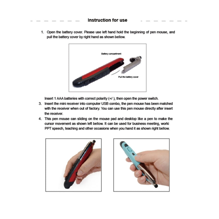 PR-08 2.4G Innovative Pen-style Handheld Wireless Smart Mouse, Support Windows 8 / 7 / Vista / XP /  2000 / Android / Linux / Mac OS. , Effective Distance: 10m(Blue) - Wireless Mice by buy2fix | Online Shopping UK | buy2fix