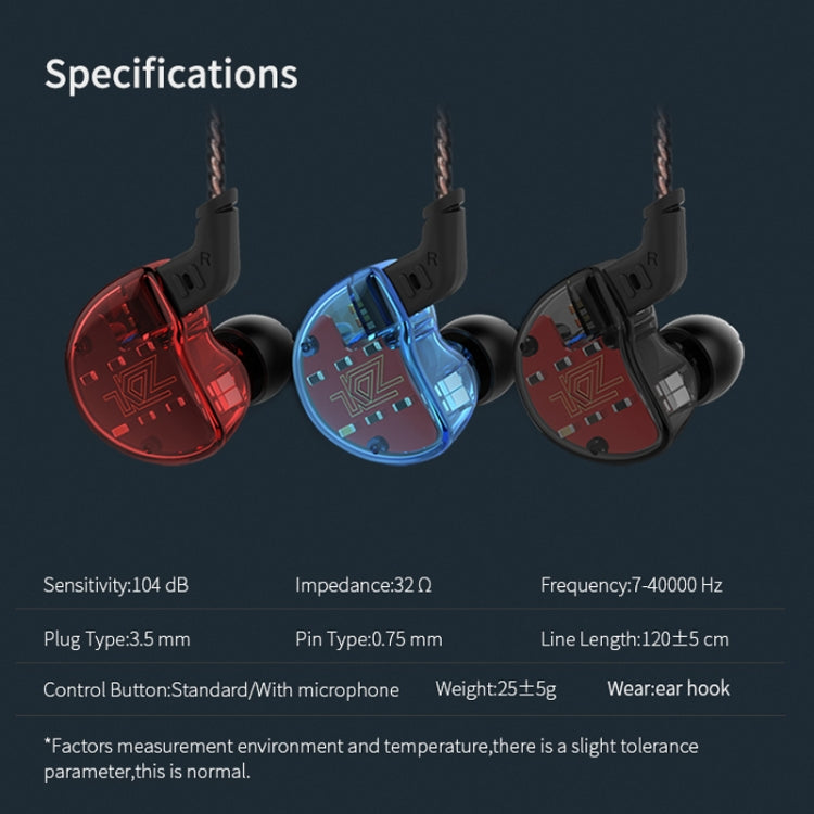 KZ ZS10 Ten Unit Circle Iron In-ear Mega Bass HiFi Earphone without Microphone (Red) - In Ear Wired Earphone by KZ | Online Shopping UK | buy2fix