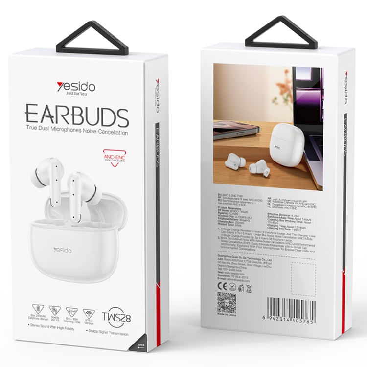 Yesido TWS28 ANC+ENC Dual Noise Reduction Smart TWS Wireless Bluetooth Earphone (Beige) - TWS Earphone by Yesido | Online Shopping UK | buy2fix