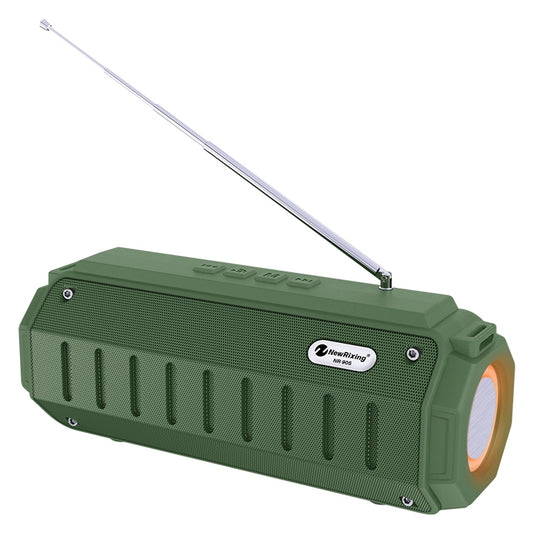 New Rixing NR-905FM TWS Bluetooth Speaker Support Hands-free Call / FM with Shoulder Strap & Antenna (Green) - Desktop Speaker by NewRixing | Online Shopping UK | buy2fix