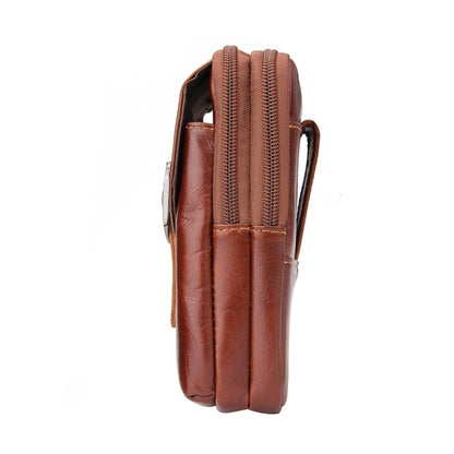 6.3 inch and Below Universal Crazy Horse Texture Genuine Leather Men Vertical Style Case Waist Bag with Belt Hole for Sony, Huawei, Meizu, Lenovo, ASUS, Cubot, Oneplus, Xiaomi, Ulefone, Letv, DOOGEE, Vkworld, and other Smartphones(Brown) - More iPhone Cases by buy2fix | Online Shopping UK | buy2fix