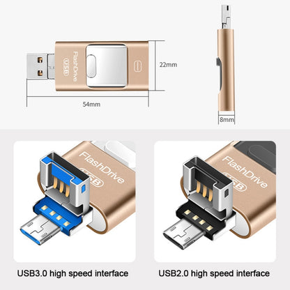 8GB USB 3.0 + 8 Pin + Mirco USB Android iPhone Computer Dual-use Metal Flash Drive (Rose Gold) - U Disk & Card Reader by buy2fix | Online Shopping UK | buy2fix