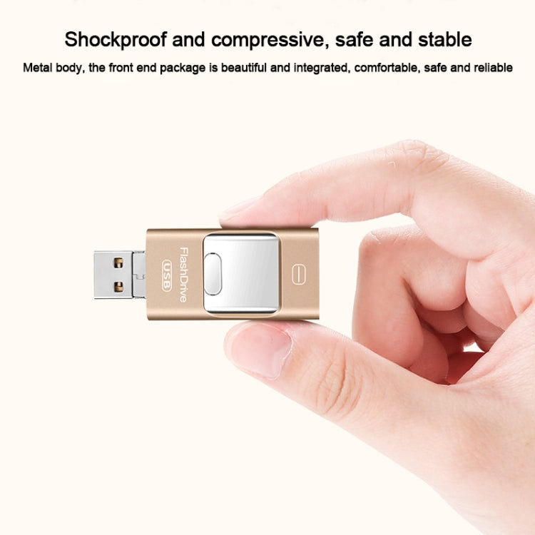 128GB USB 3.0 + 8 Pin + Mirco USB Android iPhone Computer Dual-use Metal Flash Drive (Rose Gold) - U Disk & Card Reader by buy2fix | Online Shopping UK | buy2fix