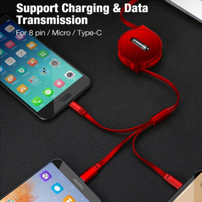 CAFELE 3 In 1 8 Pin + Micro USB + Type-C / USB-C Charging Data Cable, Length: 1.2m(Red) - Multifunction Cable by CAFELE | Online Shopping UK | buy2fix