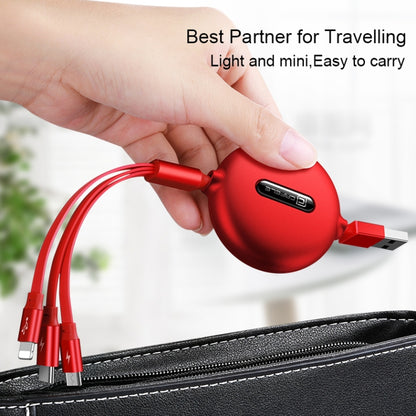 CAFELE 3 In 1 8 Pin + Micro USB + Type-C / USB-C Charging Data Cable, Length: 1.2m(Red) - Multifunction Cable by CAFELE | Online Shopping UK | buy2fix