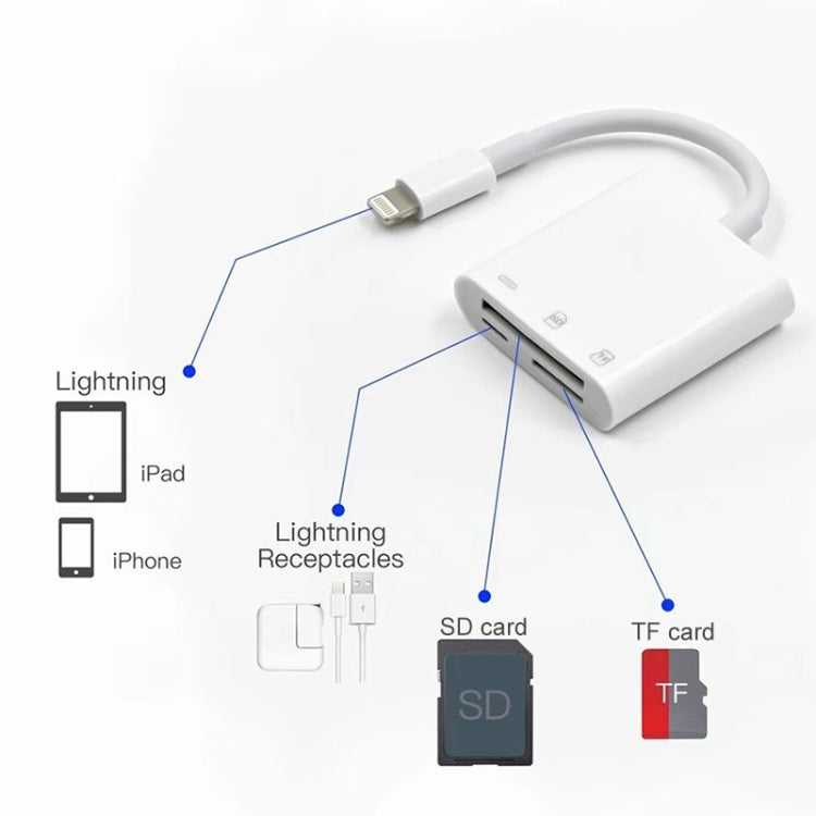 NK-101Y Pro 8 Pin to 8 Pin + SD + TF Port 3 in 1 Camera Reader Adapter - Converter & Adapter by buy2fix | Online Shopping UK | buy2fix