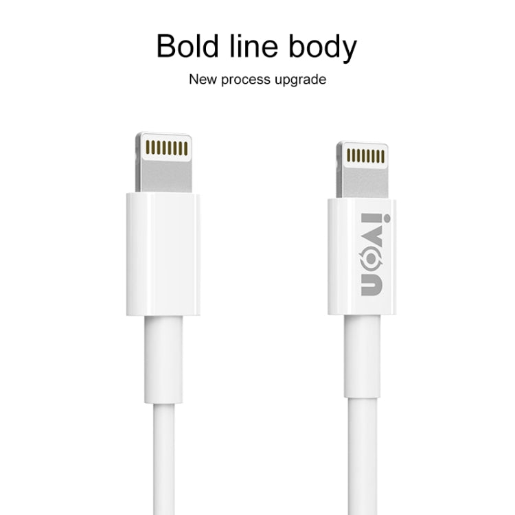 IVON CA70 8 Pin Fast Charging Data Cable, Length: 3m (White) - Normal Style Cable by IVON | Online Shopping UK | buy2fix