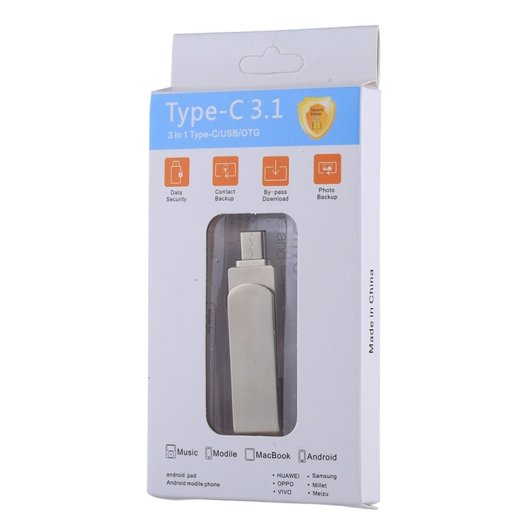 RQW-10X 3 in 1 USB 2.0 & 8 Pin & USB-C / Type-C 16GB Flash Drive, for iPhone & iPad & iPod & Most Android Smartphones & PC Computer - U Disk & Card Reader by buy2fix | Online Shopping UK | buy2fix