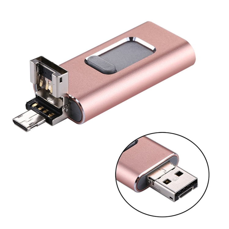 easyflash RQW-01B 3 in 1 USB 2.0 & 8 Pin & Micro USB 32GB Flash Drive(Rose Gold) - U Disk & Card Reader by buy2fix | Online Shopping UK | buy2fix