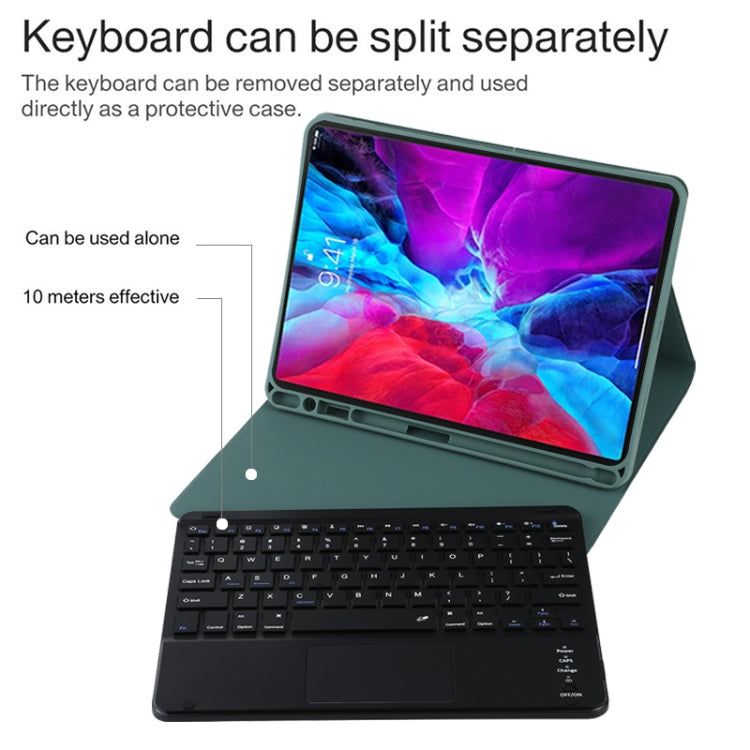 TG11BC Detachable Bluetooth Black Keyboard Microfiber Leather Tablet Case for iPad Pro 11 inch (2020), with Touchpad & Pen Slot & Holder (Dark Green) - For iPad Pro by buy2fix | Online Shopping UK | buy2fix