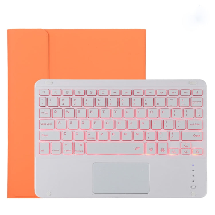 TG11BCS Detachable Bluetooth White Keyboard Microfiber Leather Tablet Case for iPad Pro 11 inch (2020), with Backlight & Touchpad & Pen Slot & Holder (Orange) - For iPad Pro by buy2fix | Online Shopping UK | buy2fix