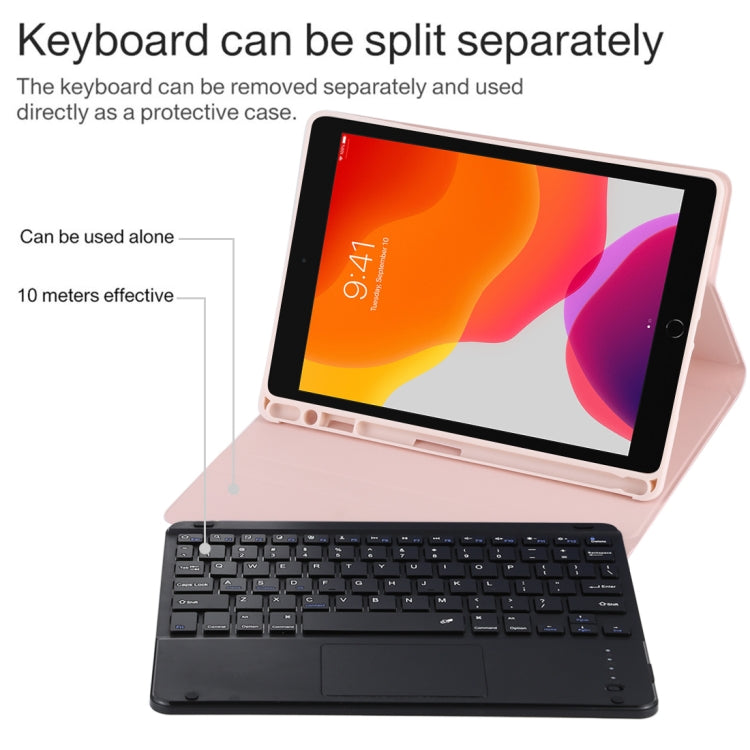 TG-102BC Detachable Bluetooth Black Keyboard + Microfiber Leather Tablet Case for iPad 10.2 inch / iPad Air (2019), with Touch Pad & Pen Slot & Holder(Pink) - For iPad Air by buy2fix | Online Shopping UK | buy2fix