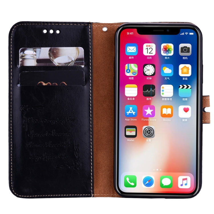 For iPhone X / XS Business Style Oil Wax Texture Horizontal Flip Leather Case with Holder & Card Slots & Wallet (Black) - More iPhone Cases by buy2fix | Online Shopping UK | buy2fix