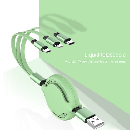 3.5A Liquid Silicone 3 in 1 USB to USB-C / Type-C + 8Pin + Micro USB Retractable Data Syn Charging Cable (Purple) - Multifunction Cable by buy2fix | Online Shopping UK | buy2fix