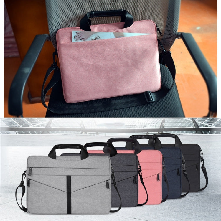 13.3 inch Breathable Wear-resistant Fashion Business Shoulder Handheld Zipper Laptop Bag with Shoulder Strap (Pink) - 13.3 inch by buy2fix | Online Shopping UK | buy2fix