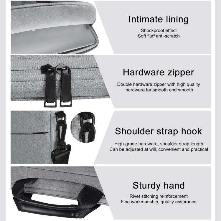 14.1 inch Breathable Wear-resistant Fashion Business Shoulder Handheld Zipper Laptop Bag with Shoulder Strap (Black) - 14.1 inch by buy2fix | Online Shopping UK | buy2fix