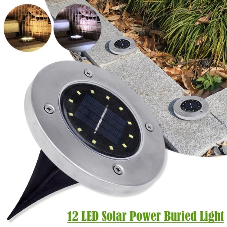 2 PCS 12 LEDs Solar Powered Buried Light Under Ground Lamp IP65 Waterproof Outdoor Garden Street Light (White Light) - Buried Lights by buy2fix | Online Shopping UK | buy2fix