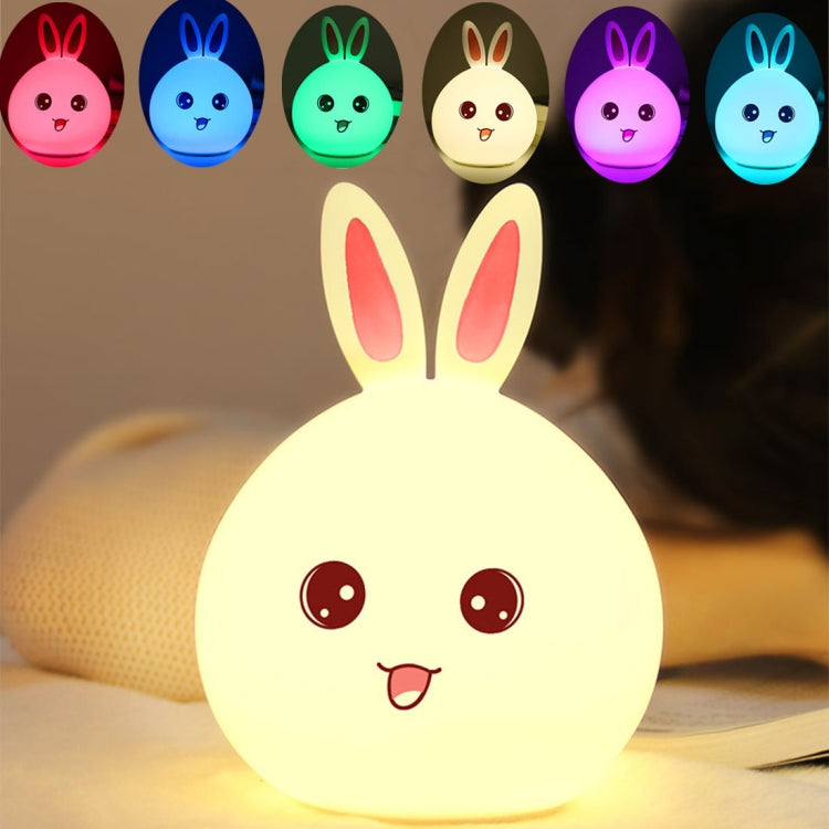 Rabbit Shape Patted Silicone LED Night Light, Creative 7-color Discoloration USB Charging (Pink) - Night Lights by buy2fix | Online Shopping UK | buy2fix