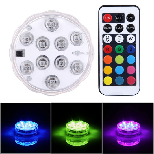 Waterproof Submersible LED Light, 10 LEDs Cylinder Remote Controlled with Remote Controllor, Remote Control Range(in Open Area): 24-30 Feet - Underwater Lights by buy2fix | Online Shopping UK | buy2fix