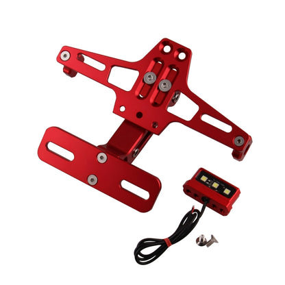 LPF013 Motorcycle Modification Accessories Universal Aircraft Shape Aluminum Alloy License Plate Bracket with LED Lights (Red) - Others by buy2fix | Online Shopping UK | buy2fix