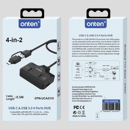 Onten OTN-UCA2310 4 in 2 USB-C / Type-C + USB3.0 4-Ports HUB Docking Station - USB 3.0 HUB by Onten | Online Shopping UK | buy2fix