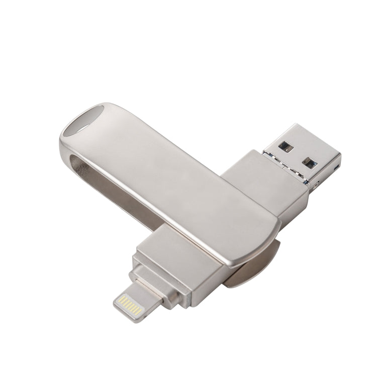 Richwell 3 in 1 16G Micro USB + 8 Pin + USB 3.0 Metal Rotating Push-pull Flash Disk with OTG Function(Silver) - U Disk & Card Reader by Richwell | Online Shopping UK | buy2fix