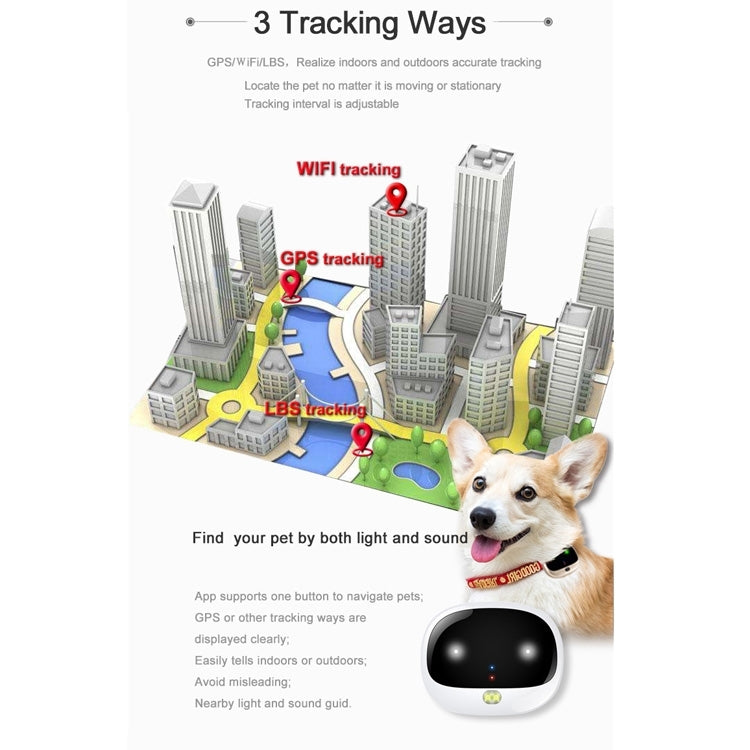 RF-V43 B Style IP67 Waterproof GPS + LBS + WiFi Pet Locator Pet Collar Tracking Device For North America/South America(Black) - Pet Tracker by buy2fix | Online Shopping UK | buy2fix