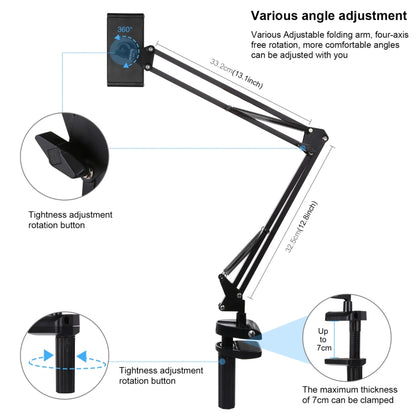 PULUZ  Live Broadcast Desktop Arm Stand Suspension Clamp Holder with Tablet PC Clamp(Black) - Stand by PULUZ | Online Shopping UK | buy2fix