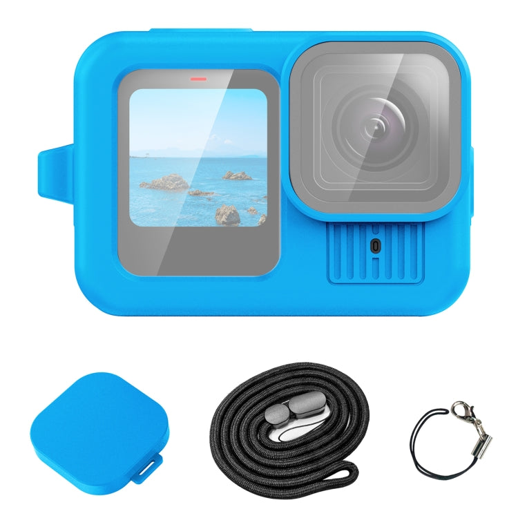 For GoPro HERO13 Black PULUZ Silicone Protective Case Cover with Wrist Strap & Lens Cover (Blue) - Silicone Cases by PULUZ | Online Shopping UK | buy2fix