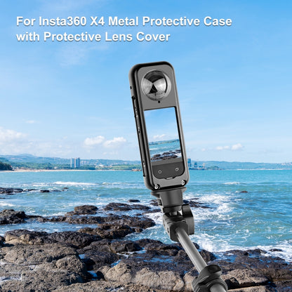 For Insta360 X4 PULUZ Metal Protective Cage Rig Housing Frame with Lens Protector (Black) - Mount & Holder by PULUZ | Online Shopping UK | buy2fix