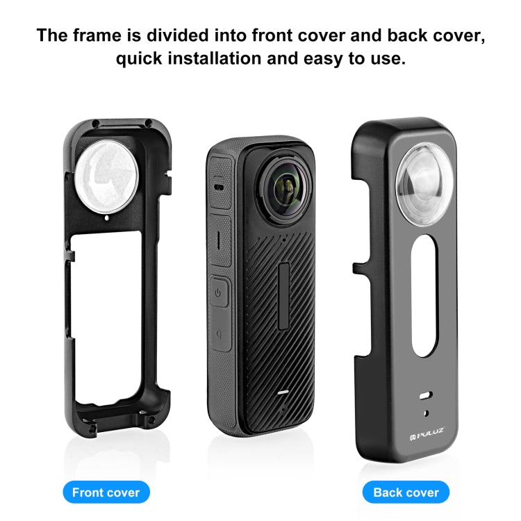 For Insta360 X4 PULUZ Metal Protective Cage Rig Housing Frame with Lens Protector (Black) - Mount & Holder by PULUZ | Online Shopping UK | buy2fix