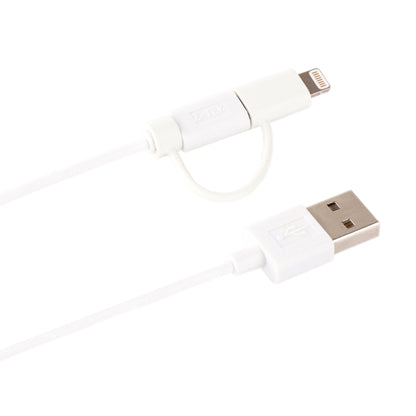 1m MFI 2 in 1 8 pin + Micro USB 2.0 Male to USB Data Sync Charging Cable(White) - MFI Cable by buy2fix | Online Shopping UK | buy2fix