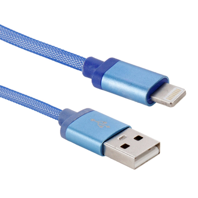 Net Style Metal Head 8 Pin to USB Data / Charger Cable, Cable Length: 25cm(Blue) - Normal Style Cable by buy2fix | Online Shopping UK | buy2fix