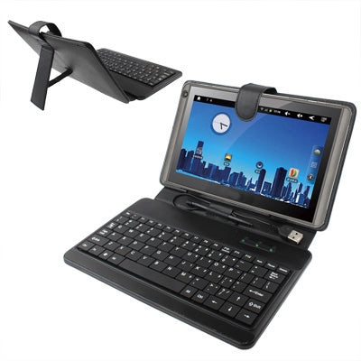 10 inch Universal Tablet PC Leather Tablet Case with USB Plastic Keyboard(Black) - Universal Keyboard by buy2fix | Online Shopping UK | buy2fix