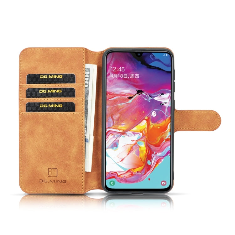 DG.MING Retro Oil Side Horizontal Flip Case for Galaxy A10, with Holder & Card Slots & Wallet (Brown) - Galaxy Phone Cases by DG.MING | Online Shopping UK | buy2fix