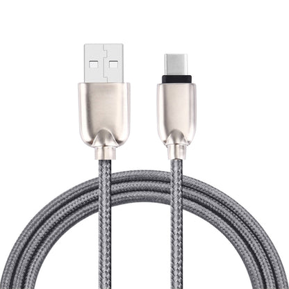 1M Woven Style Metal Head 108 Copper Cores USB-C / Type-C to USB Data Sync Charging Cable (Grey) - USB-C & Type-C Cable by buy2fix | Online Shopping UK | buy2fix