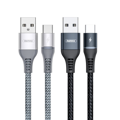 REMAX RC-152A 1m 2.4A USB to USB-C / Type-C Colorful Breathing Data Cable (Black) - USB-C & Type-C Cable by REMAX | Online Shopping UK | buy2fix