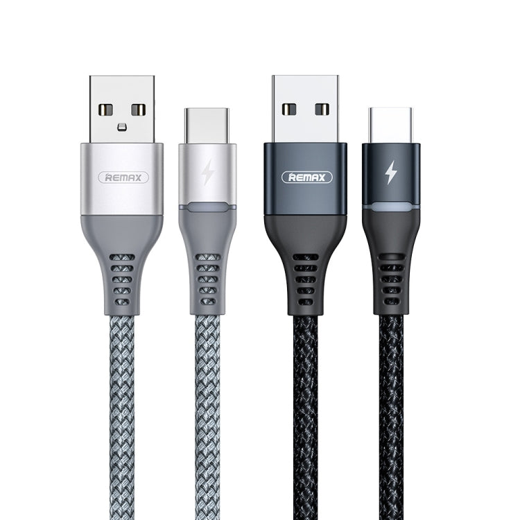 REMAX RC-152A 1m 2.4A USB to USB-C / Type-C Colorful Breathing Data Cable (Silver) - USB-C & Type-C Cable by REMAX | Online Shopping UK | buy2fix