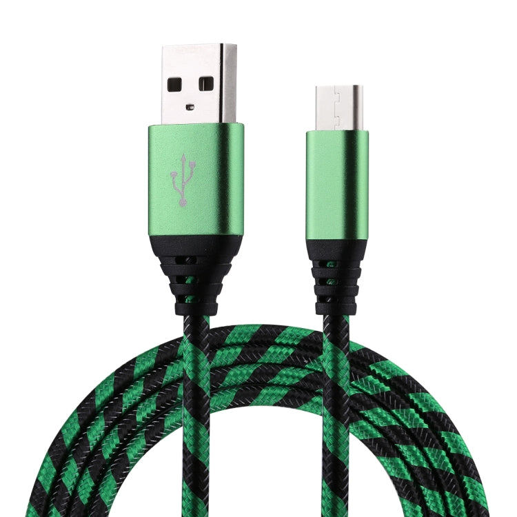 1m USB to USB-C / Type-C Nylon Weave Style Data Sync Charging Cable(Green) - USB-C & Type-C Cable by buy2fix | Online Shopping UK | buy2fix