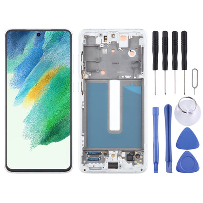 For Samsung Galaxy S21 FE 5G SM-G990B Original LCD Screen Digitizer Full Assembly with Frame (White) - Galaxy S Series Parts by buy2fix | Online Shopping UK | buy2fix