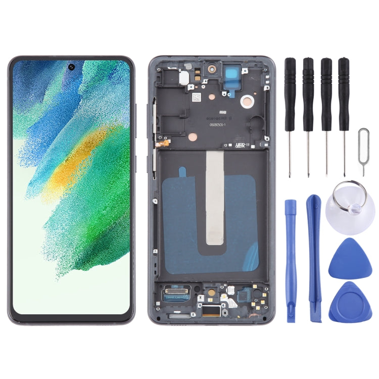 For Samsung Galaxy S21 FE 5G SM-G990B 6.43 inch EU Version OLED LCD Screen Digitizer Full Assembly with Frame (Black) - Galaxy S Series Parts by buy2fix | Online Shopping UK | buy2fix