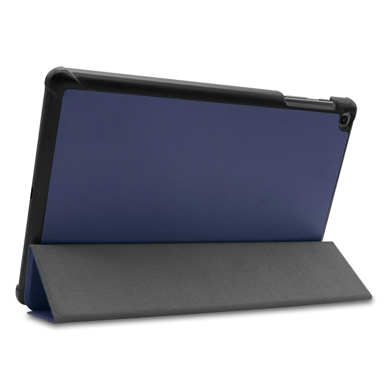 ENKAY PU Leather + Plastic Bottom Case with Three-folding Holder for Galaxy Tab A 10.1 (2019) T510 / T515(Dark Blue) - Tab A 10.1 (2019) T510 / T515 by ENKAY | Online Shopping UK | buy2fix