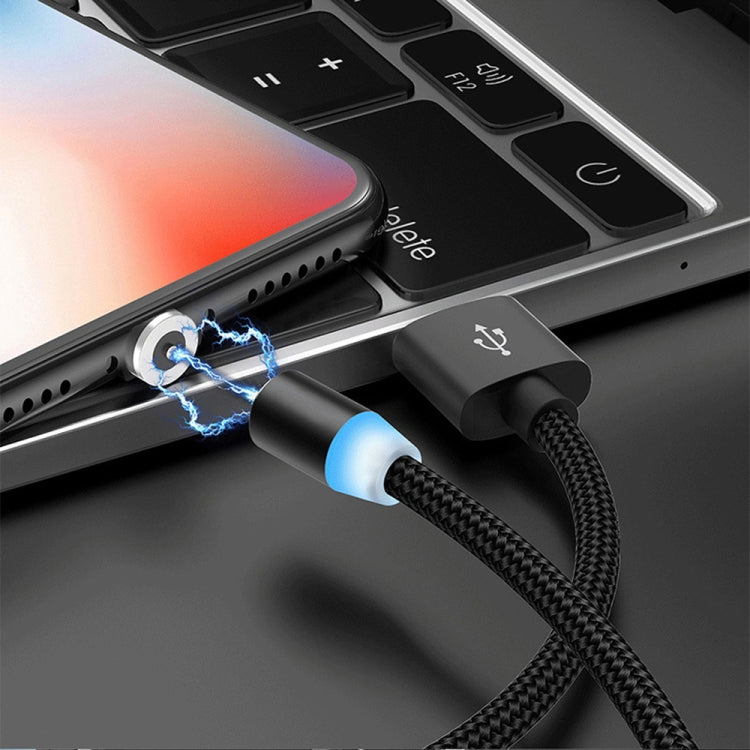 2 in 1 USB to 8 Pin + Micro USB Magnetic Metal Interface Nylon Braided Charging Cable, Length: 1m(Black) - Charging Cable & Head by buy2fix | Online Shopping UK | buy2fix