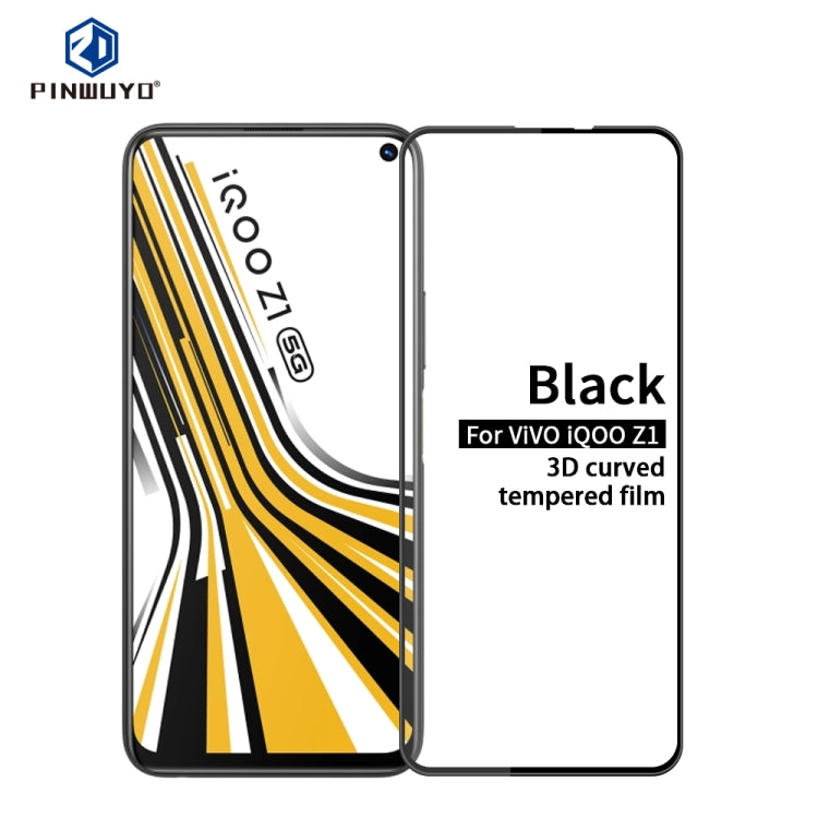 For vivo iQOO Z1 PINWUYO 9H 3D Curved Full Screen Explosion-proof Tempered Glass Film(Black) - vivo Tempered Glass by PINWUYO | Online Shopping UK | buy2fix