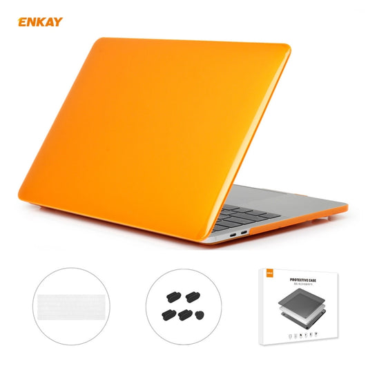 ENKAY 3 in 1 Crystal Laptop Protective Case + EU Version TPU Keyboard Film + Anti-dust Plugs Set for MacBook Pro 13.3 inch A1708 (without Touch Bar)(Orange) - MacBook Pro Cases by ENKAY | Online Shopping UK | buy2fix